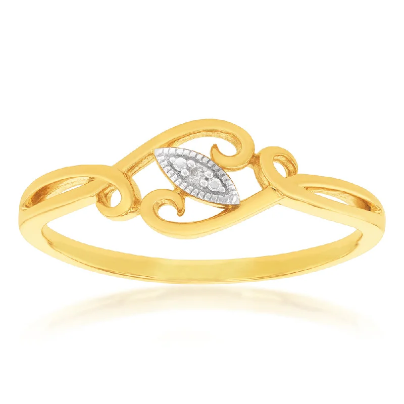 silver engagement rings for women -9ct Yellow Gold Diamond Ring