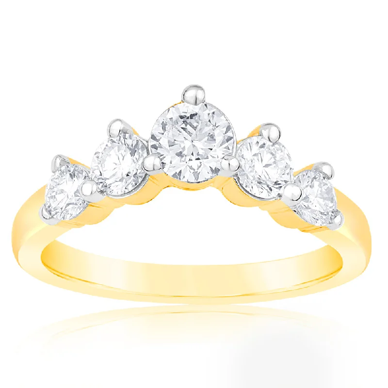 custom wedding rings and engagement rings -Luminesce Lab Grown 1 Carat Eternity Curve Diamond Ring in 18ct Yellow Gold