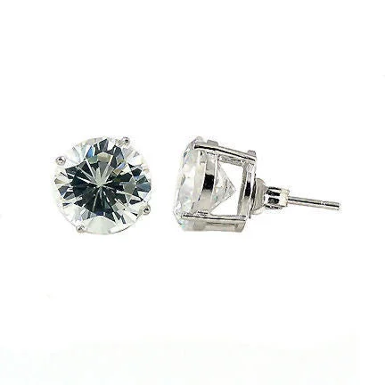 gold-plated earrings for women -Hallie: 2.5ct Russian Ice Diamond CZ 7mm Cast Stud Earrings White Gold