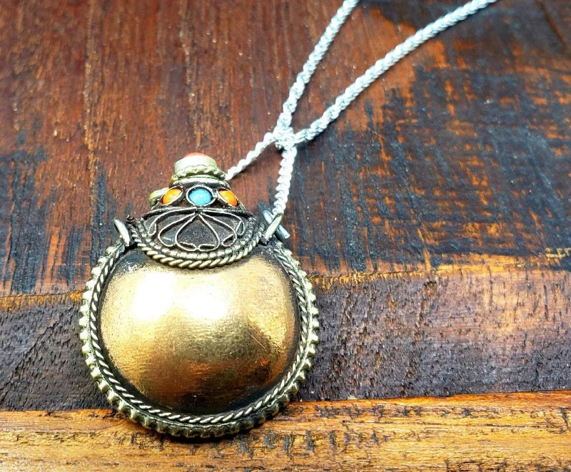 trendy pendant necklaces for women -Tibetan Copper Perfume Bottle Necklace