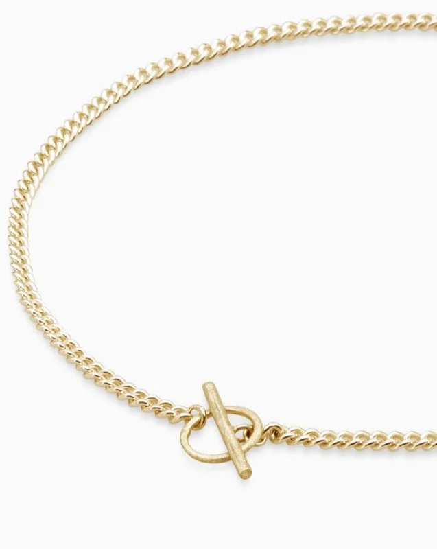 trendy necklaces for women -Curb Chain Fob Necklace  | Gold