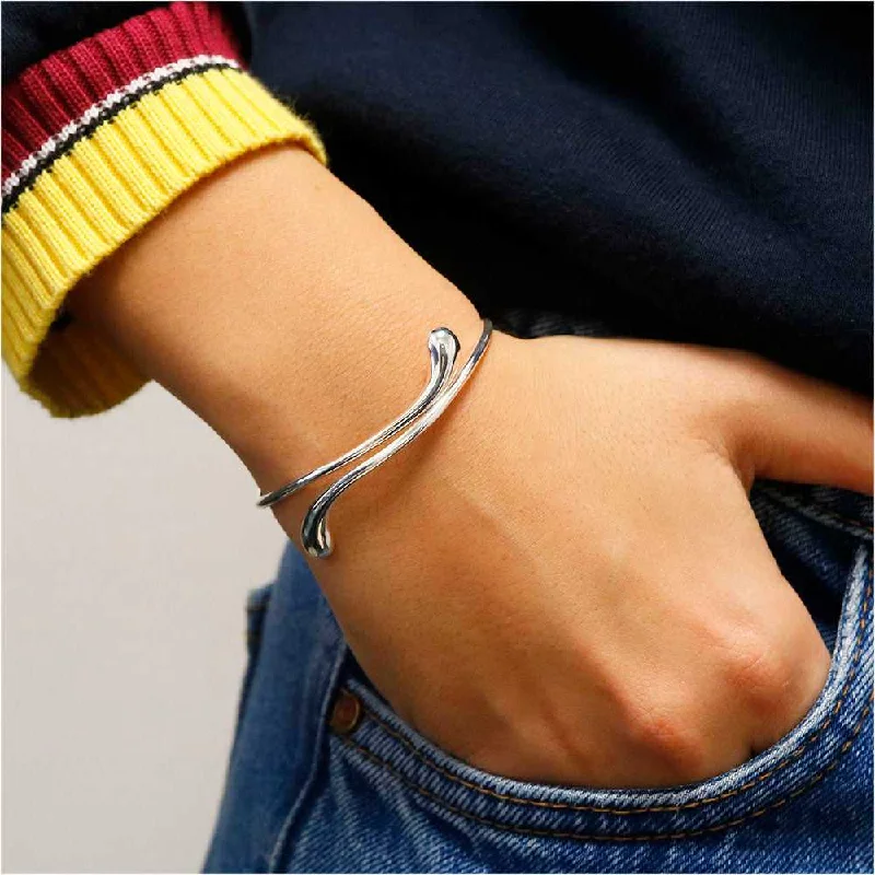 statement bangles for women -Crossover Teardrop Bangle