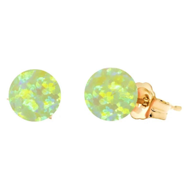 women’s chandelier drop earrings -Aileen: Lime Green Created Australian Opal Ball Stud Earrings 14-20 Gold Filled