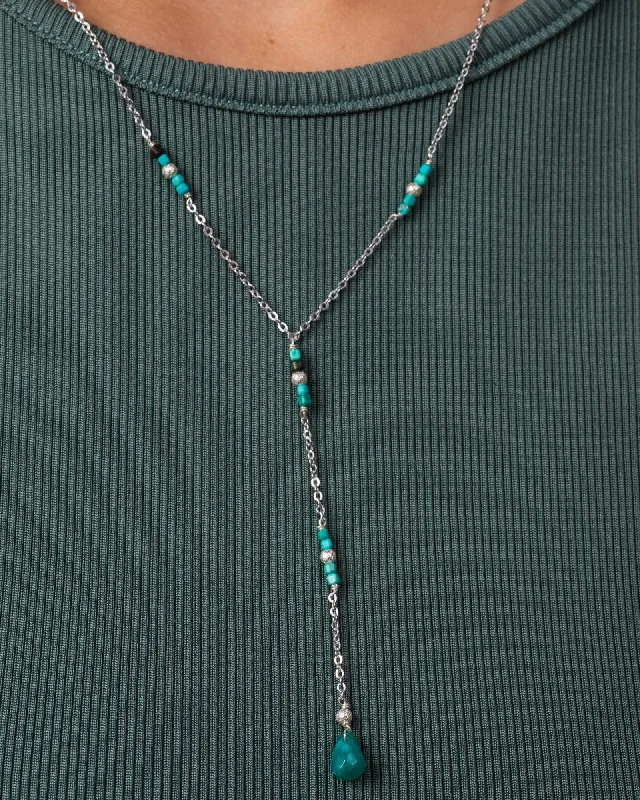 women’s heart necklaces -Italian Turquoise Square Necklace