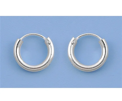 women’s boho stud earrings -CH20-010 Petite 10mm, 0.4 inch 925 Silver Continuous Hoop Earrings