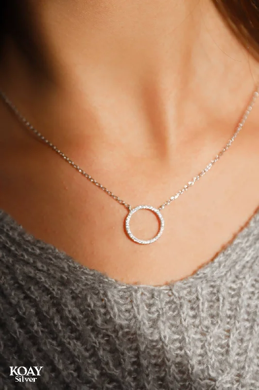 custom gold necklaces for women -Circle Zircons Necklace