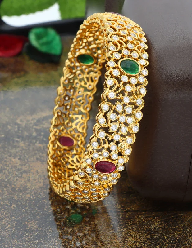 women’s gemstone bracelets -Zircon Gold Polish Bangle ZBGL10963