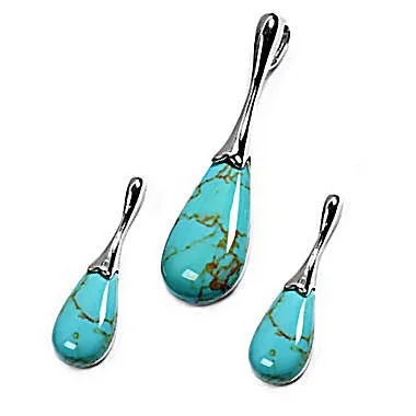 women’s art deco earrings -Aiyanna: Turquoise Teardrop Pendant & Earrings Set 925 Silver