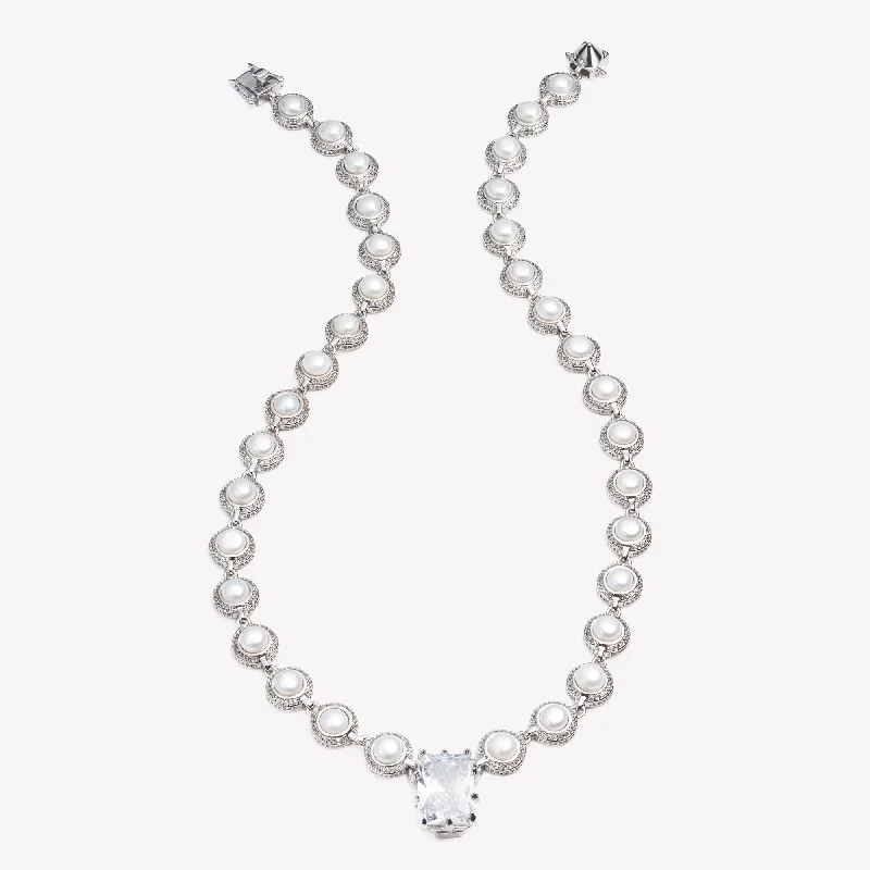 elegant diamond necklaces for women -PEARL ESTATE NECKLACE