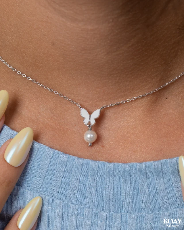 custom necklaces for women -Sadaf Butterfly Pearl Necklace