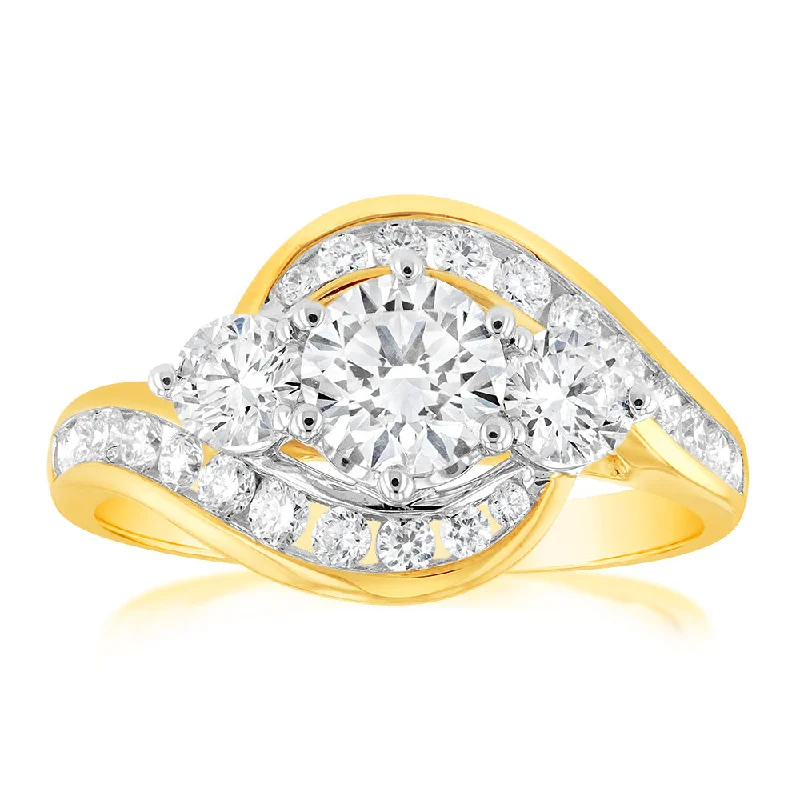 women’s trendy engagement rings -Luminesce Lab Grown 9ct Yellow Gold 1.5 Carat Diamond Ring