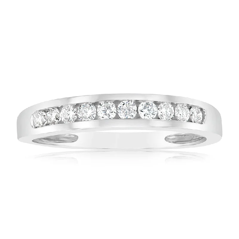 women’s halo engagement rings -9ct White Gold 1/4 Carat Diamond Eternity Ring with 10 Brilliant Cut Diamonds