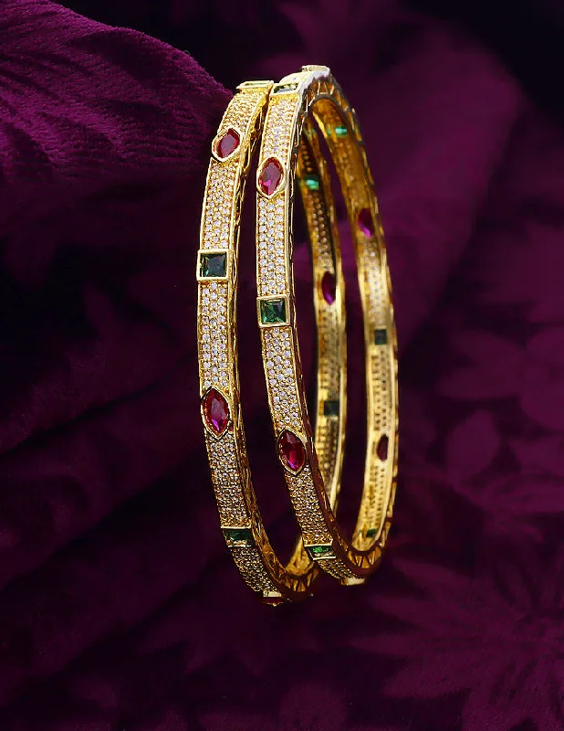 chunky bangles for women -Designer Zircon Gold Plated Bangles ZBGL11046