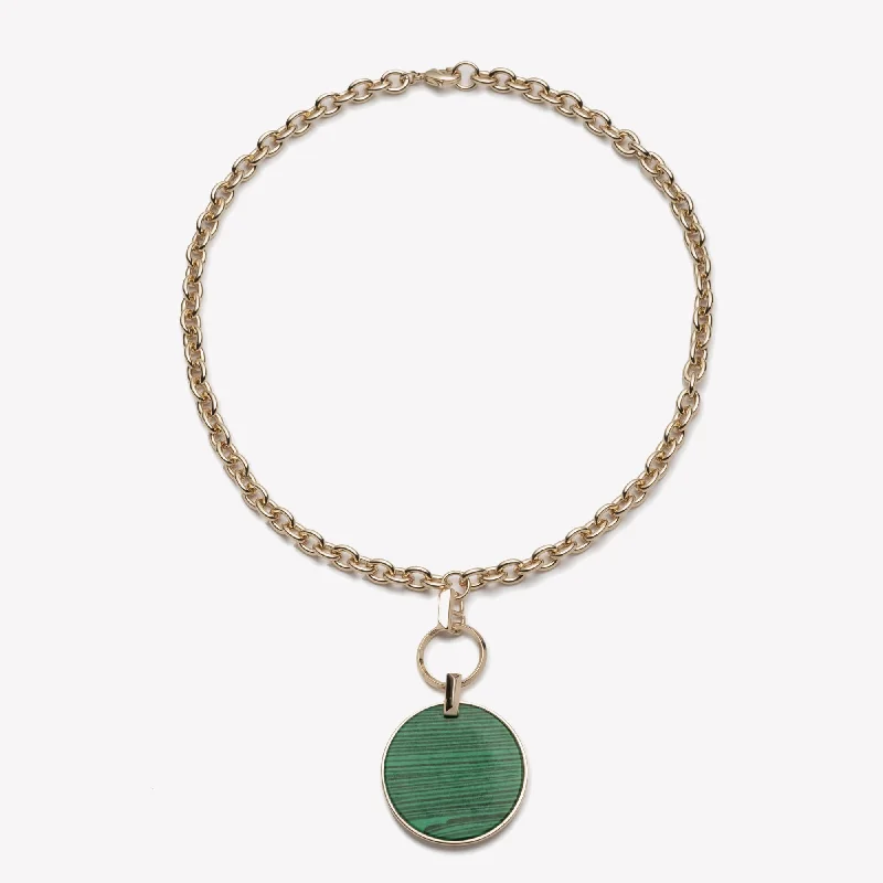 women’s emerald necklaces -INLAID IOS PENDANT NECKLACE - MALACHITE