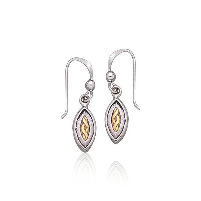 gemstone earrings for women -Celtic Knotwork Gold & Silver Earrings TEV1126