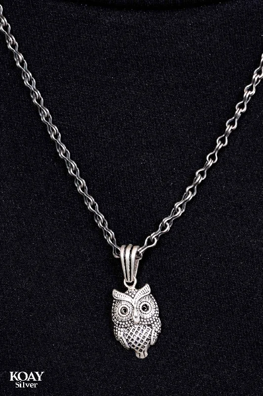 gemstone necklaces for women -Arabic Owl Necklace