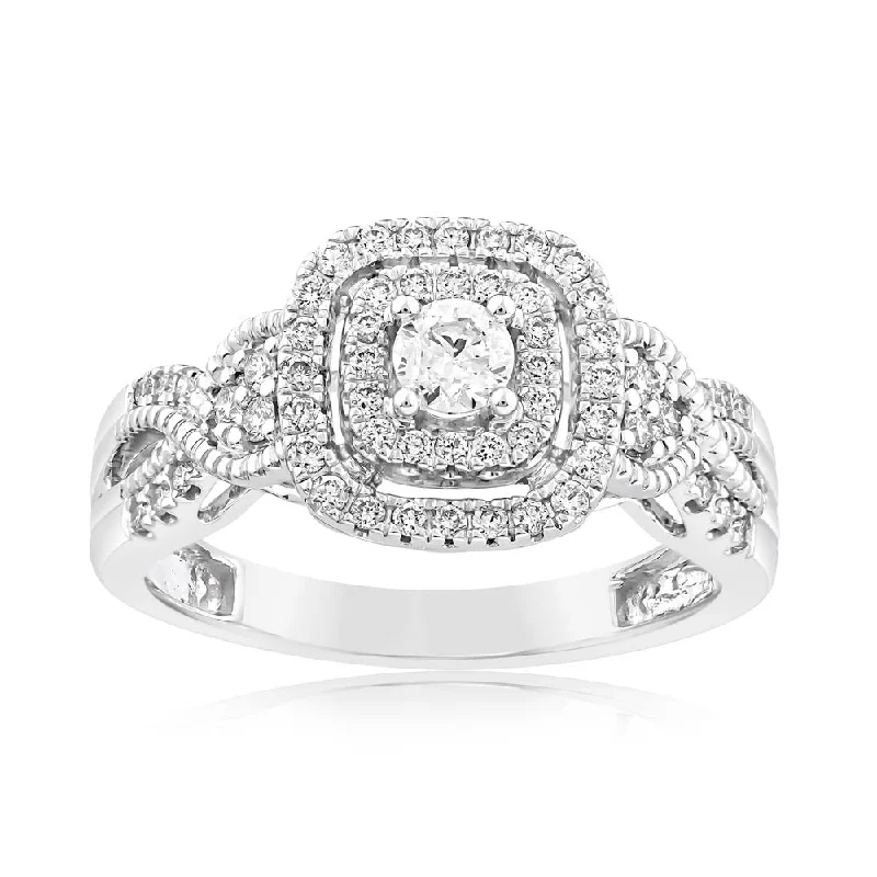 women’s gold solitaire engagement rings -0.45 Carat Diamond Ring in 10ct White Gold