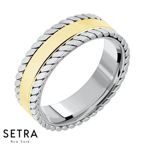 elegant rings for women -Hand Craft Work Designer For Him & Hers Solid Wedding Band 14K Gold