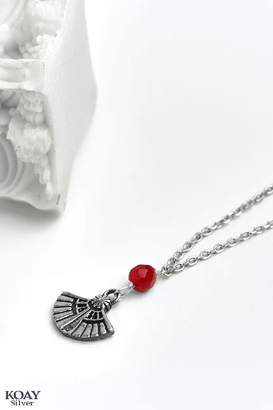 women’s vintage pendant necklaces -Lotus Italian Necklace (Red)