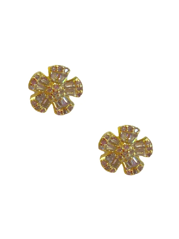 custom earrings for women -Flower Stud - Gold