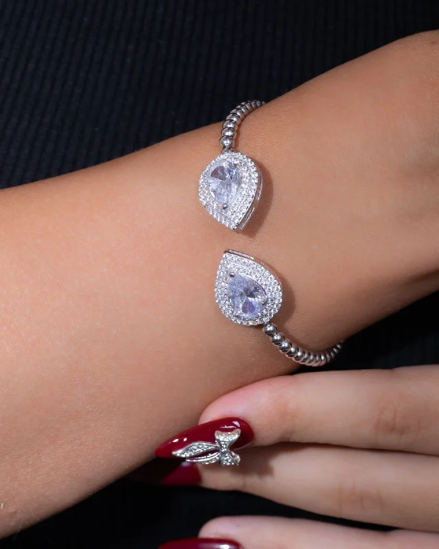 women’s wide bangles -Zircon Oval & Balls Bangle