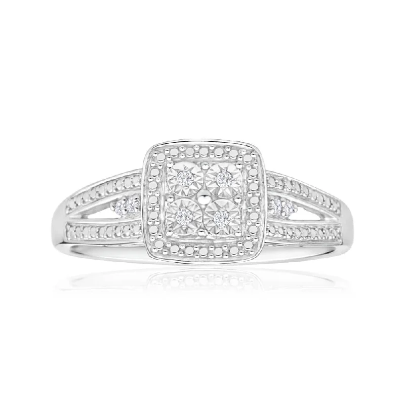 women’s engagement ring sets -Sterling Silver Striking Diamond Ring