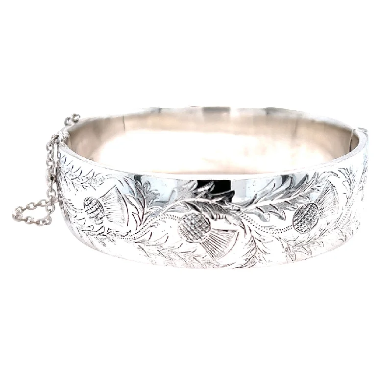 birthstone bangles for women -Silver Thistle Bangle