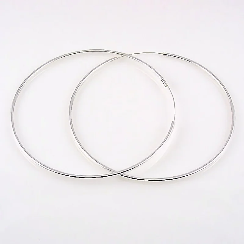 women’s crystal earrings -CH20-110 X-Large 110mm, 4.3 inch 925 Silver Continuous Hoop Earrings