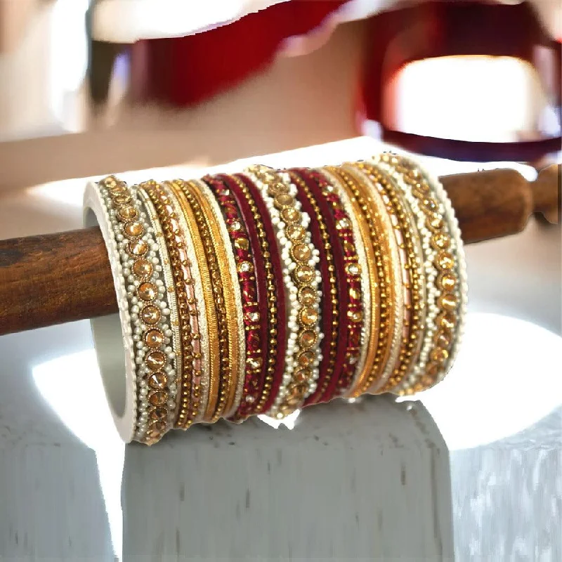 women’s wide bangles -Bridal Bangles, Indian Bangle Set, Thread Bangle Set, Stone & Silk Threads Bridal Bangle Set for Women, Indian Bollywood Jewelry for Girls