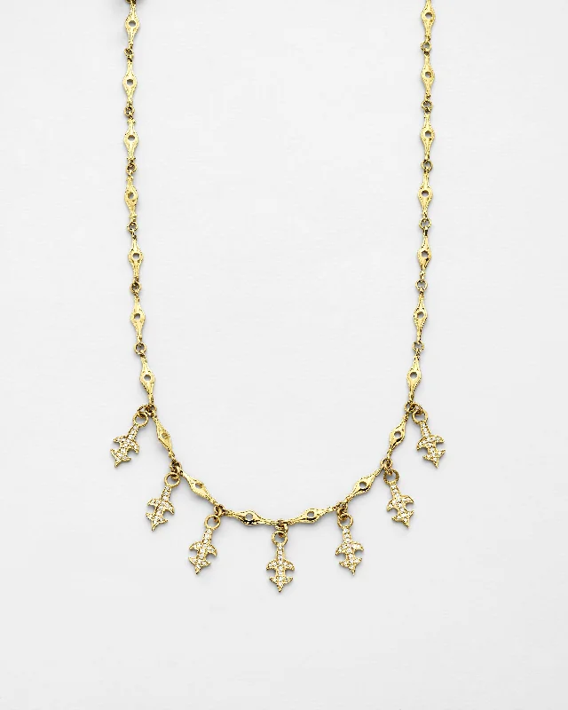 minimalistic gold necklaces for women -Libertine Multi Fleur de Lis Necklace