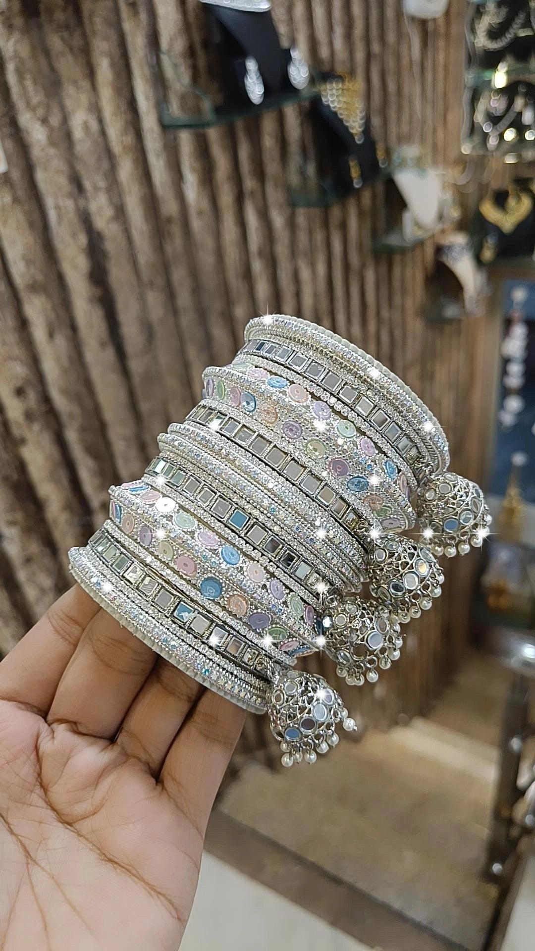 men’s and women’s matching bracelets -Mirror Indian Pakistani Deisgn Bangles Jhumka Set Wedding Occations