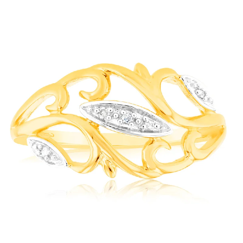 women’s affordable diamond rings -9ct Yellow Gold Diamond Ring with 5 Brilliant Cut Diamonds