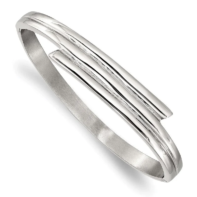 boho-style bracelets for women -Stainless Steel Polished Hinged Bangle