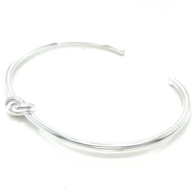 silver cuff bracelets for women -Sterling Silver Love Knot Open Bangle