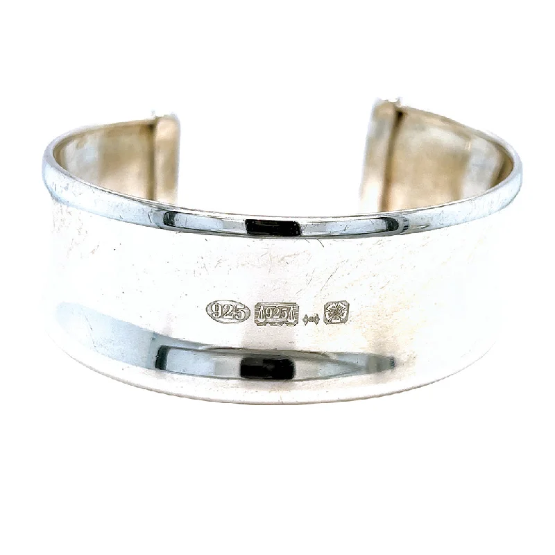 custom bangles with name -Wide Silver Bangle