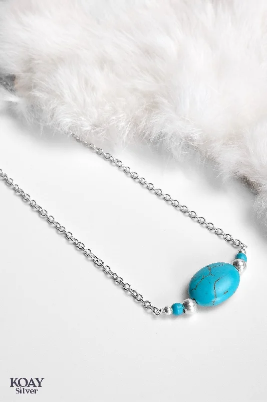 men’s and women’s matching necklaces -Oval Turquoise Necklace