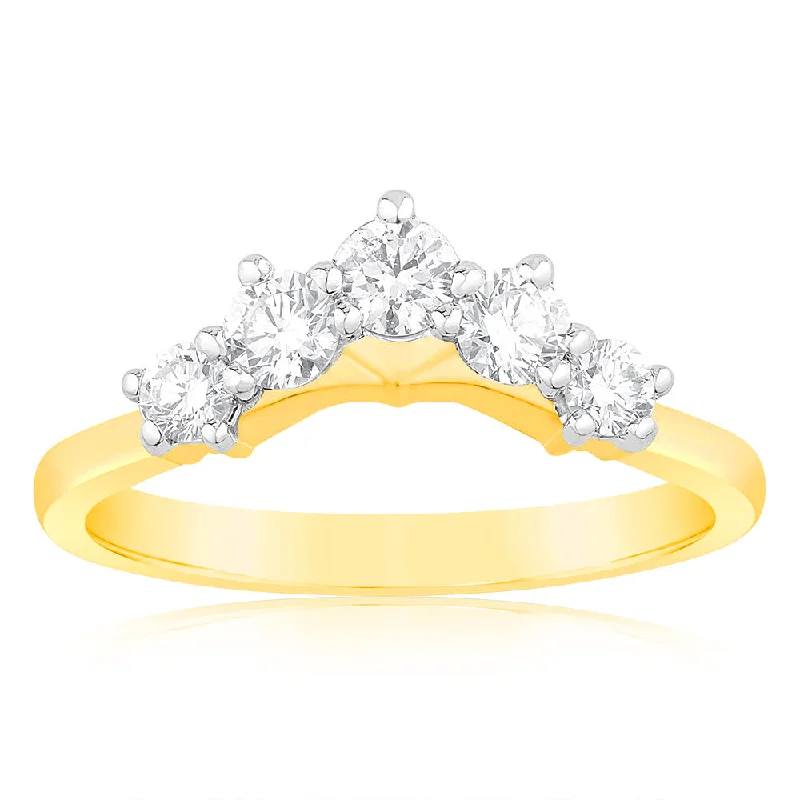 cushion cut engagement rings for women -Luminesce Lab Grown 1/2 Carat Eternity Curve Diamond Ring in 18ct Yellow Gold