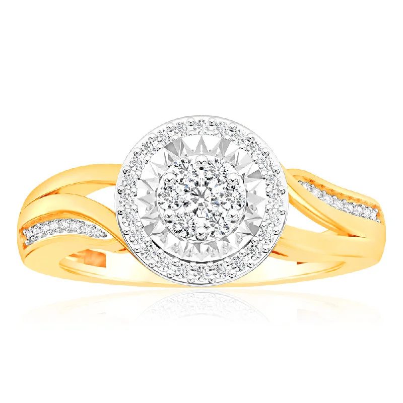 women’s wedding and engagement ring sets -Luminesce Lab Grown 1/4 Carat Diamond Ring in 9ct Yellow Gold