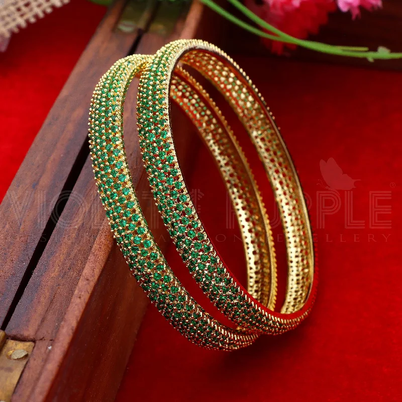 trendy charm bracelets for women -Zirconia Bangles ZBGL10018/Green