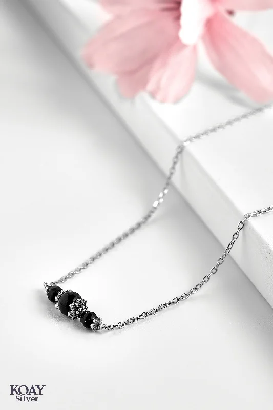 custom necklaces for women -Black Stones Italian Necklace