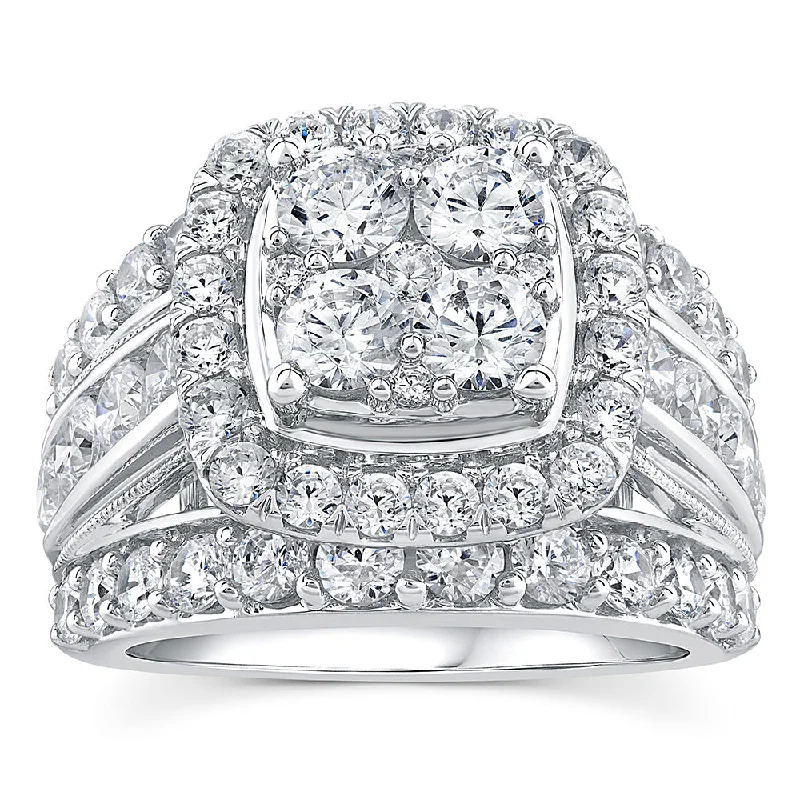 classic gold engagement rings -14ct White Gold Luminesce Lab Grown 3.95 Carat Diamond Ring SIZE N½