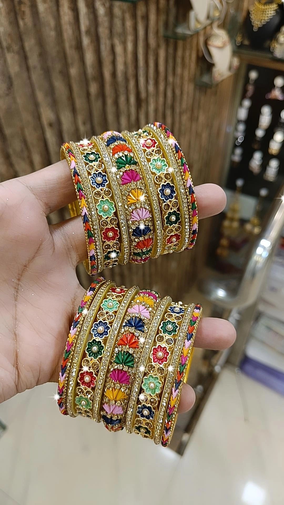 custom engraved bangles for women -Multi Rajwadi Pearl and Gold Crystal Bangles, Wedding Jewelry, Indian Bridal Jewelry, Best Selling Traditional Bangles