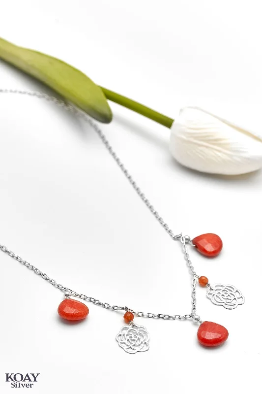 women’s pendant necklaces -Orange Flower Necklace