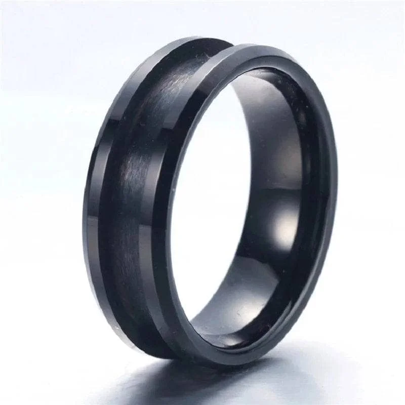 women’s eternity rings -8mm/6mm Black Blank Channel Tungsten Carbide Wedding Band for Men & Women