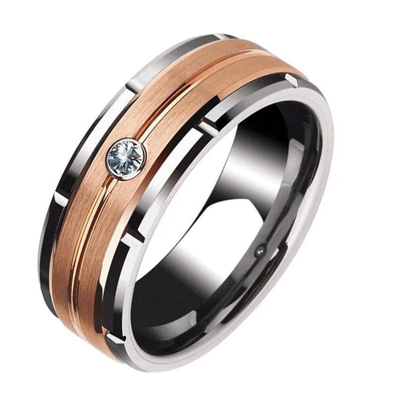 women’s gold gemstone rings -Men's Tungsten Carbide Created Diamond Wedding Band