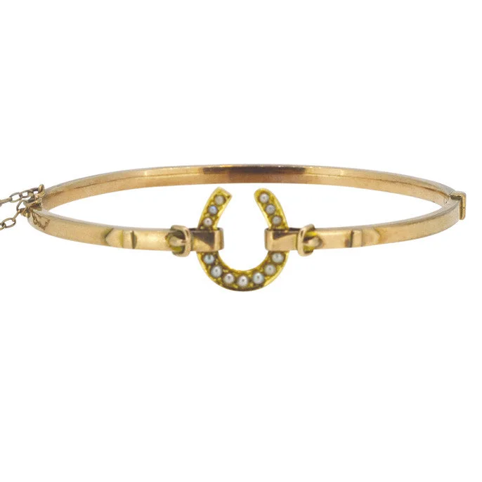 statement bracelets for women -Victorian Horse Shoe Bangle