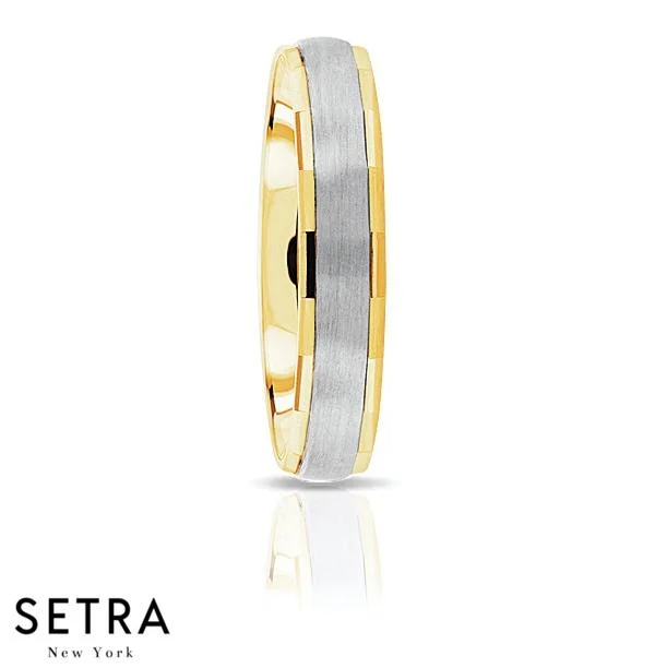 women’s eternity rings -Conn Cave Shank Designer For Him & Hers Solid Wedding Band 14K Gold