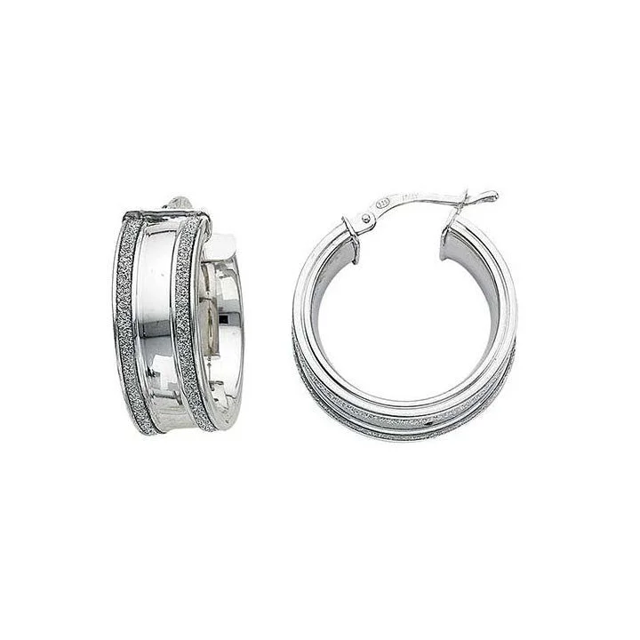 gold hoop earrings for women -Greg Anthony Italian Glitter Hoop Earrings Sm 925 Sterling Silver