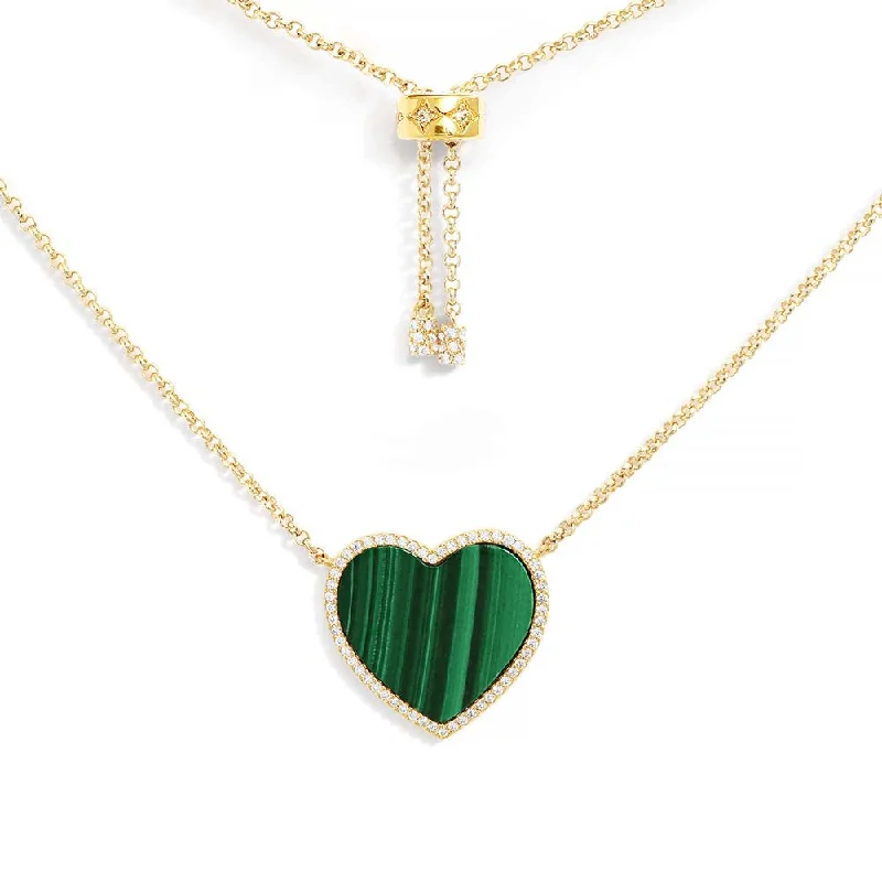 unique necklaces for women -Malachite Heart Adjustable Necklace