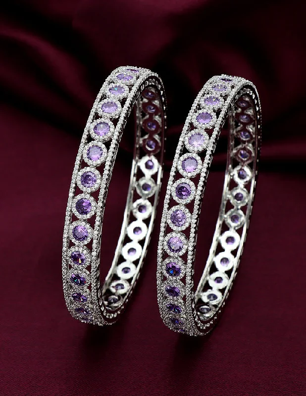 casual bracelets for women -Designer Zircon Rhodhium Plated Bangles ZBGL10952